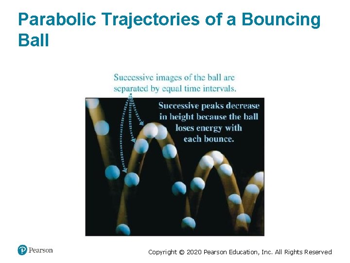 Parabolic Trajectories of a Bouncing Ball Copyright © 2020 Pearson Education, Inc. All Rights