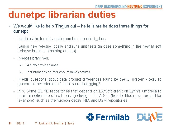 dunetpc librarian duties • We would like to help Tingjun out – he tells