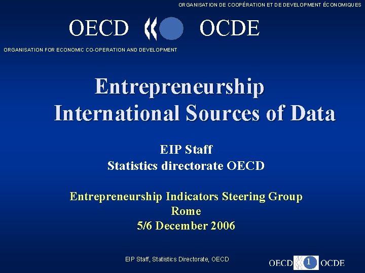 ORGANISATION DE COOPÉRATION ET DE DEVELOPMENT ÉCONOMIQUES OECD OCDE ORGANISATION FOR ECONOMIC CO-OPERATION AND