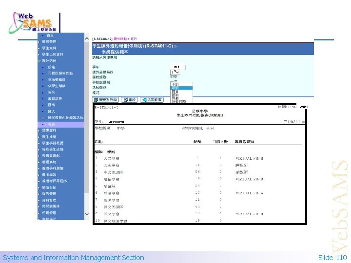 201 9 /2019/2020 Systems and Information Management Section Slide 110 