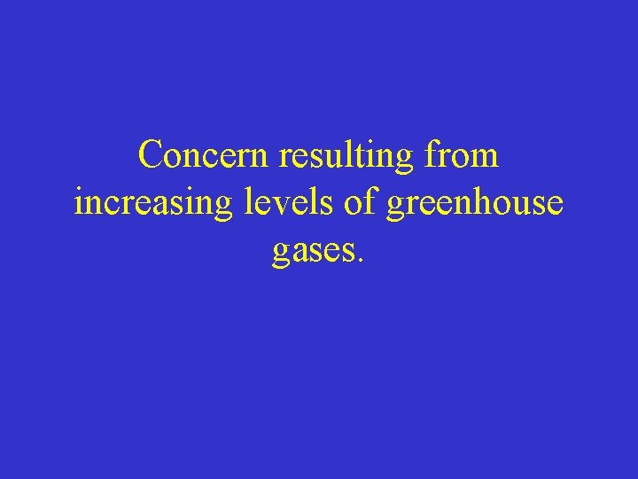 Concern resulting from increasing levels of greenhouse gases. 