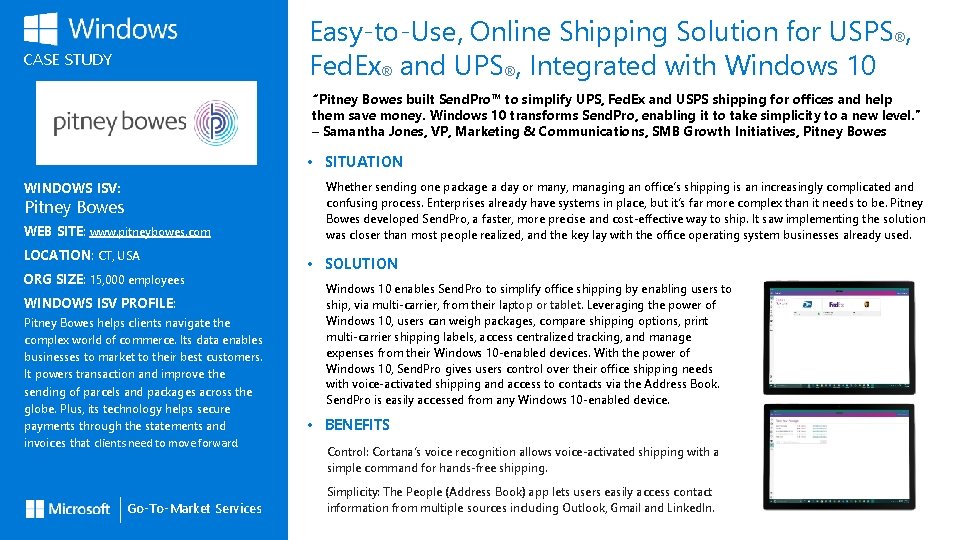 Easy-to-Use, Online Shipping Solution for USPS®, Fed. Ex® and UPS®, Integrated with Windows 10