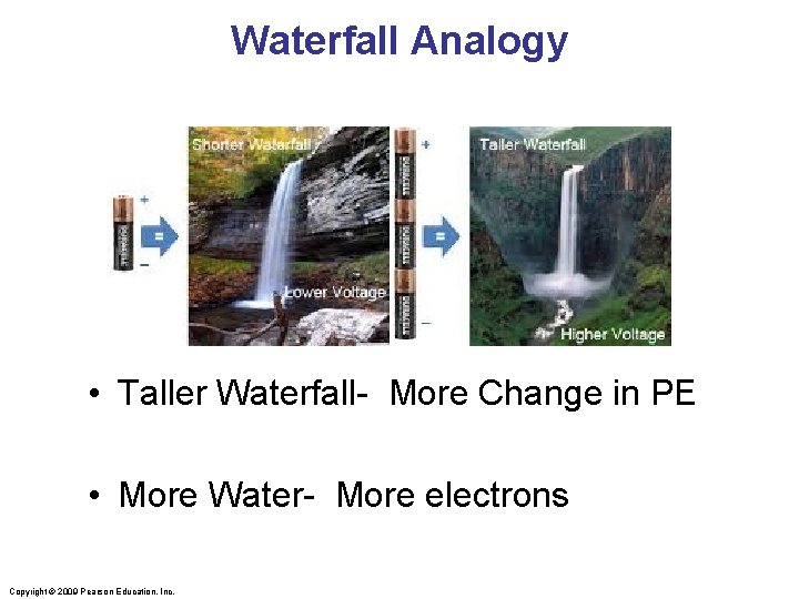 Waterfall Analogy • Taller Waterfall- More Change in PE • More Water- More electrons