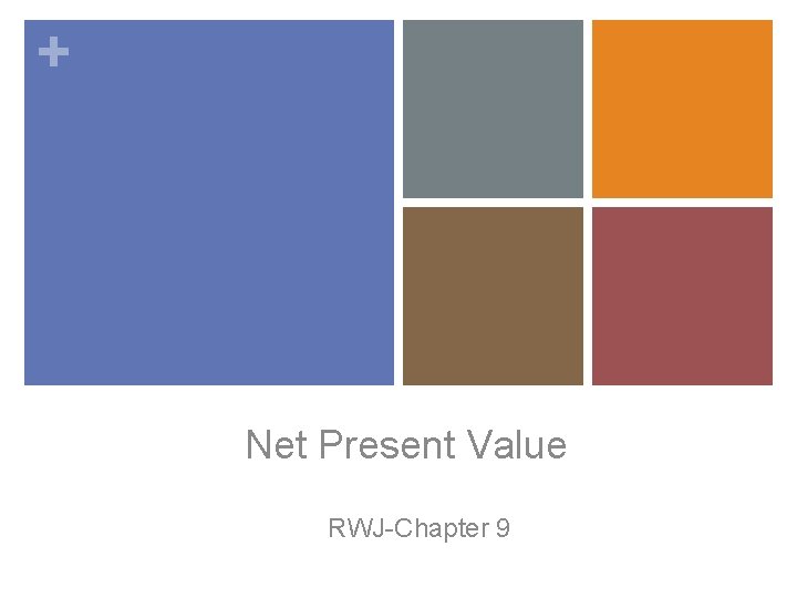 + Net Present Value RWJ-Chapter 9 