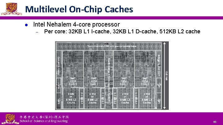 Multilevel On-Chip Caches l Intel Nehalem 4 -core processor – Per core: 32 KB