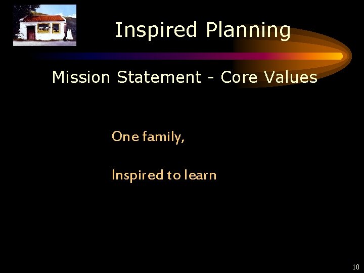 Inspired Planning Mission Statement - Core Values One family, Inspired to learn 10 