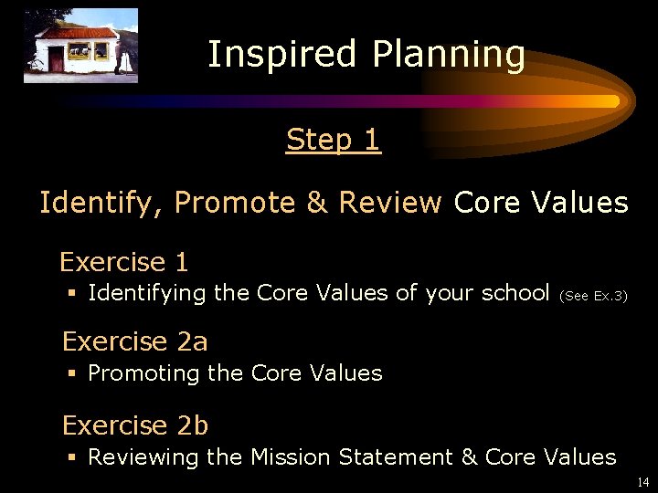 Inspired Planning Step 1 Identify, Promote & Review Core Values Exercise 1 § Identifying