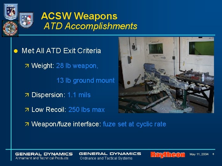 ACSW Weapons ATD Accomplishments l Met All ATD Exit Criteria ä Weight: 28 lb ACSW Weapons ATD Accomplishments l Met All ATD Exit Criteria ä Weight: 28 lb