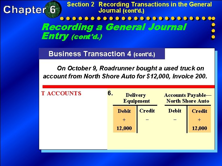 Section 2 Recording Transactions in the General Journal (cont'd. ) Recording a General Journal