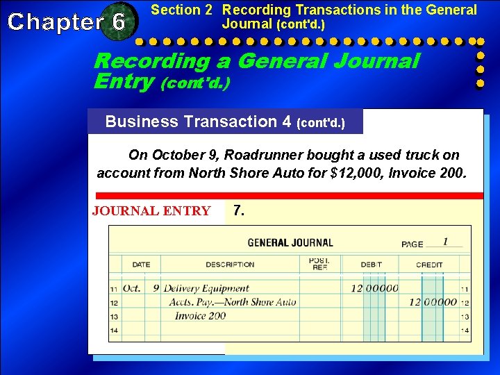 Section 2 Recording Transactions in the General Journal (cont'd. ) Recording a General Journal