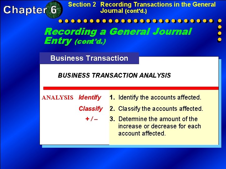 Section 2 Recording Transactions in the General Journal (cont'd. ) Recording a General Journal