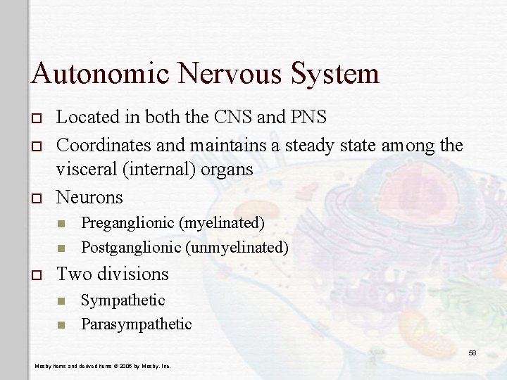 Autonomic Nervous System o o o Located in both the CNS and PNS Coordinates