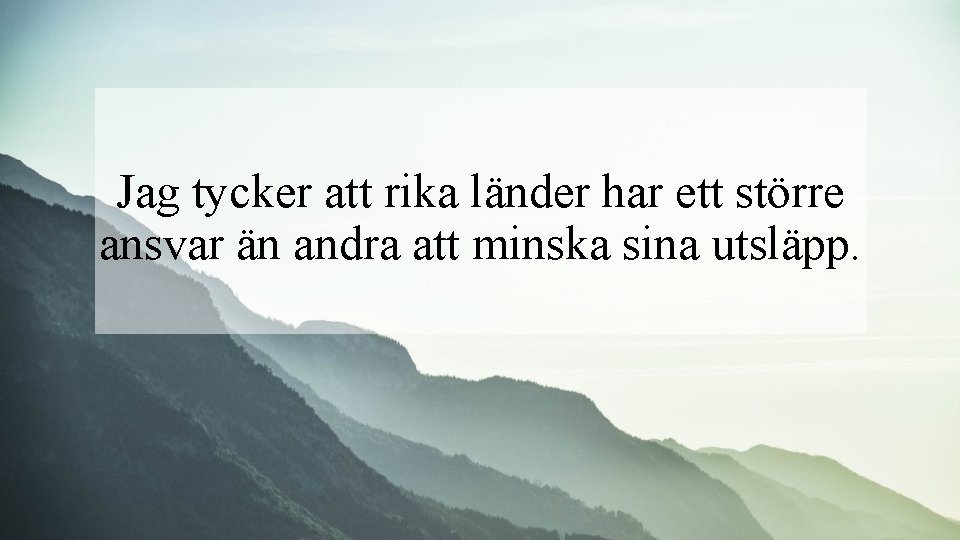 Jag tycker att rika länder har ett större ansvar än andra att minska sina