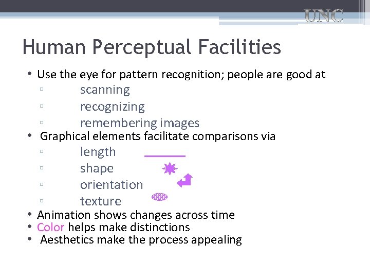 Human Perceptual Facilities • Use the eye for pattern recognition; people are good at