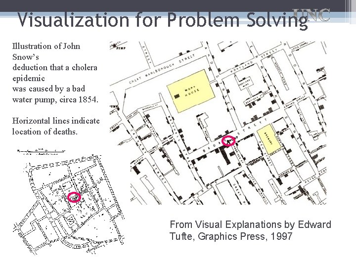 Visualization for Problem Solving Illustration of John Snow’s deduction that a cholera epidemic was