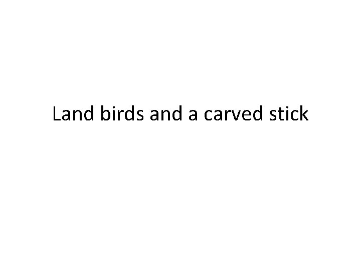 Land birds and a carved stick 