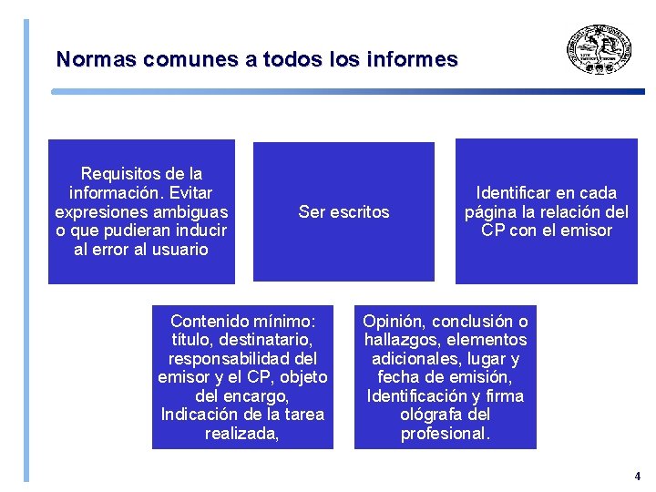 Normas comunes a todos los informes Requisitos de la información. Evitar expresiones ambiguas o