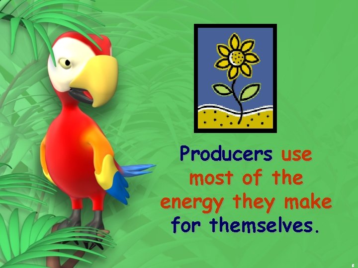 Producers use most of the energy they make for themselves. 5 