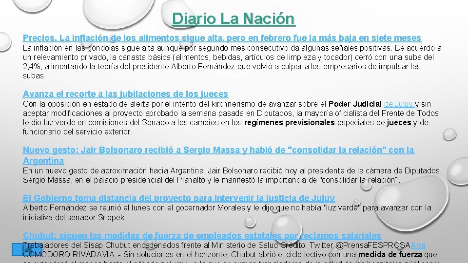 Diario La Nación Precios. La inflación de los alimentos sigue alta, pero en febrero