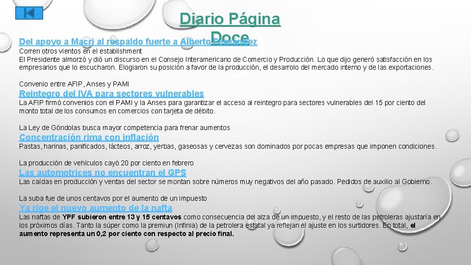 Diario Página Del apoyo a Macri al respaldo fuerte a Alberto. Doce Fernández Corren