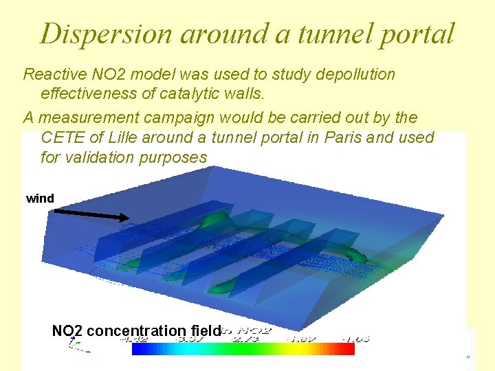 Dispersion around a tunnel portal Reactive NO 2 model was used to study depollution