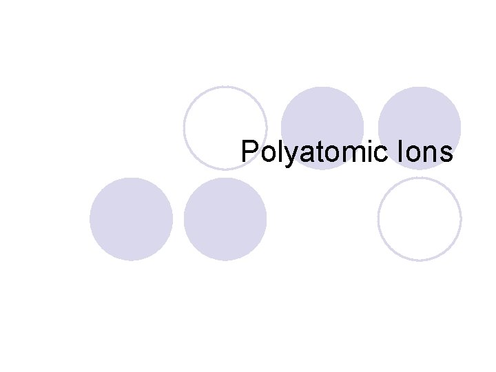 Polyatomic Ions 