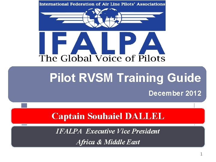 Pilot RVSM Training Guide December 2012 Captain Souhaiel DALLEL IFALPA Executive Vice President Africa