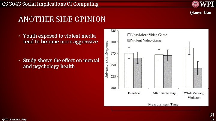 CS 3043 Social Implications Of Computing Qiaoyu Liao ANOTHER SIDE OPINION • Youth exposed