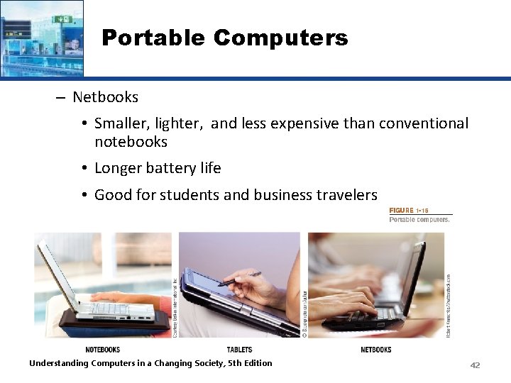 Portable Computers – Netbooks • Smaller, lighter, and less expensive than conventional notebooks •