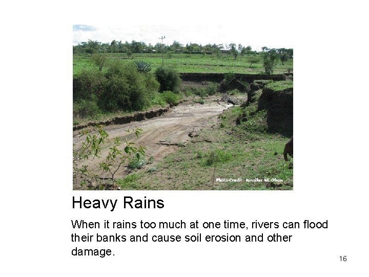 Heavy Rains When it rains too much at one time, rivers can flood their