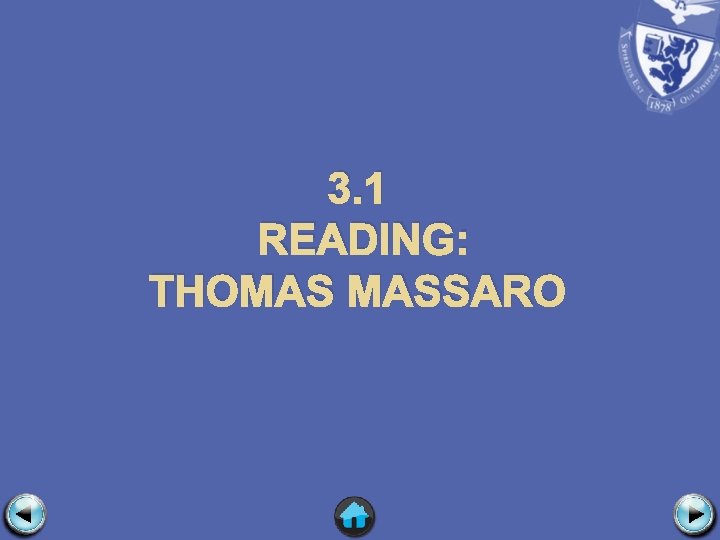 3. 1 READING: THOMAS MASSARO 