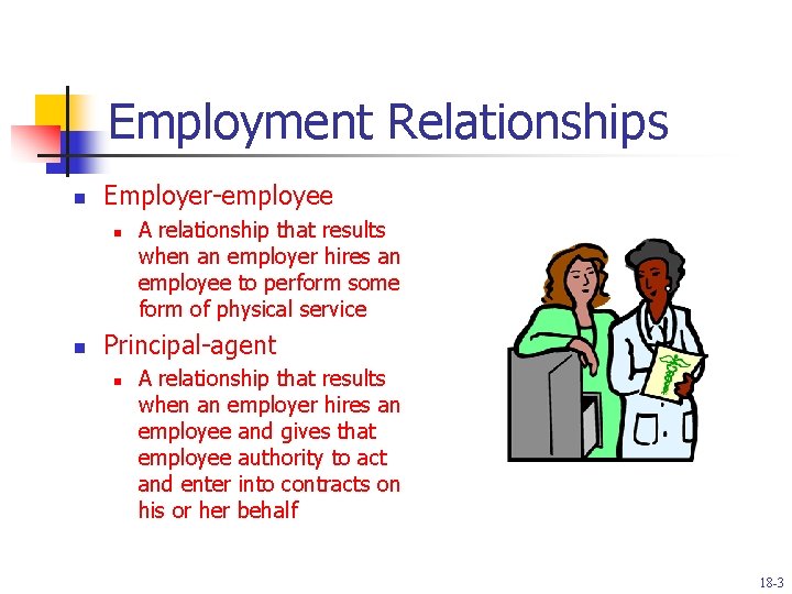 Employment Relationships n Employer-employee n n A relationship that results when an employer hires