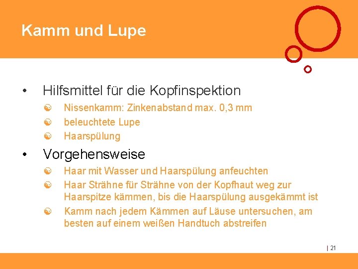 Kamm und Lupe • Hilfsmittel für die Kopfinspektion [ [ [ • Nissenkamm: Zinkenabstand