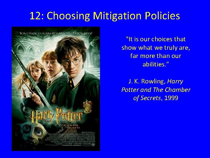 12: Choosing Mitigation Policies "It is our choices that show what we truly are,