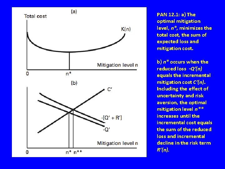 PAN 12. 1: a) The optimal mitigation level, n*, minimizes the total cost, the
