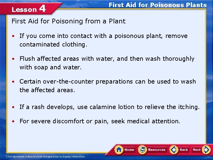 Lesson 4 First Aid for Poisonous Plants First Aid for Poisoning from a Plant