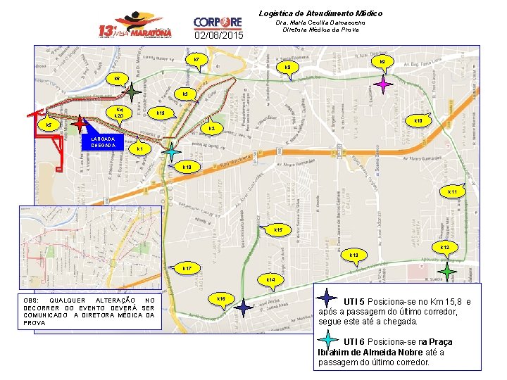 Logistica de Atendimento Médico Dra. Maria Cecilia Damasceno Diretora Médica da Prova 02/08/2015 k