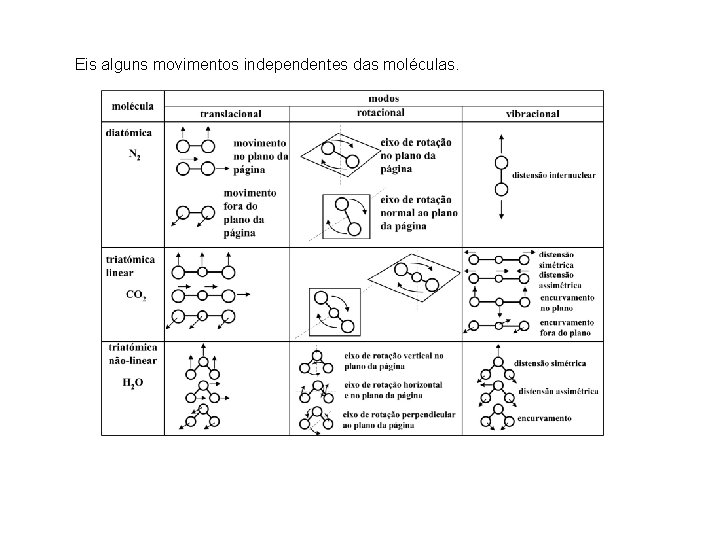 Eis alguns movimentos independentes das moléculas. 