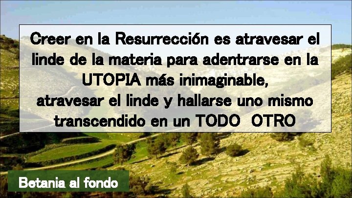 Creer en la Resurrección es atravesar el linde de la materia para adentrarse en