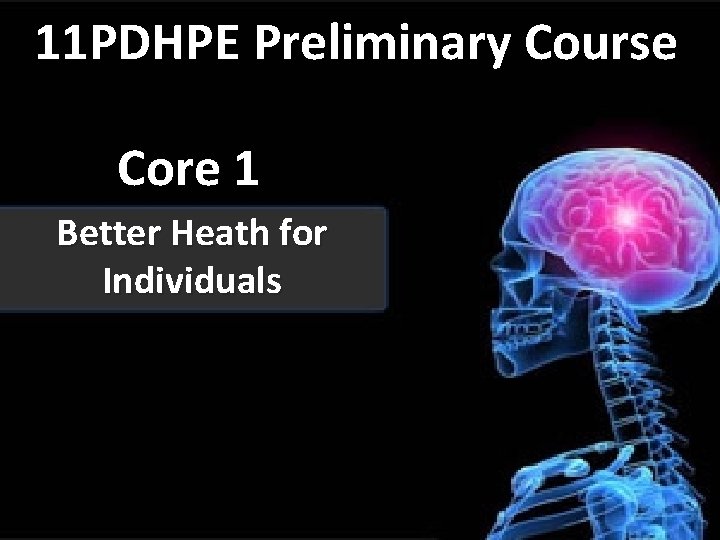 11 PDHPE Preliminary Course Core 1 Better Heath for Individuals 