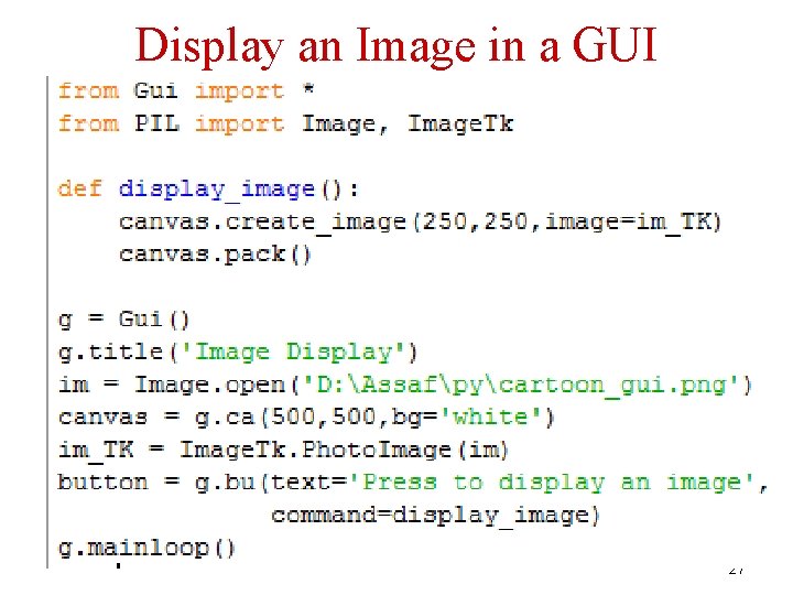 Display an Image in a GUI 27 