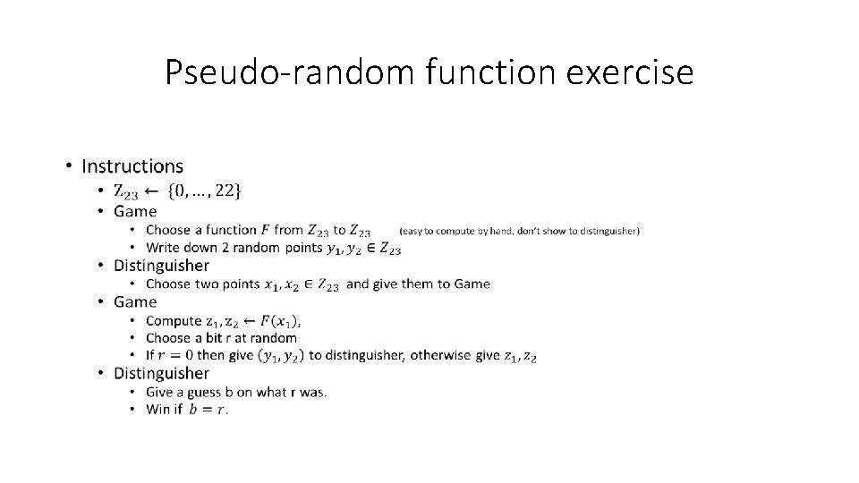 Pseudo-random function exercise • 