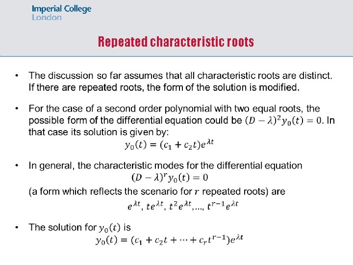 Repeated characteristic roots 