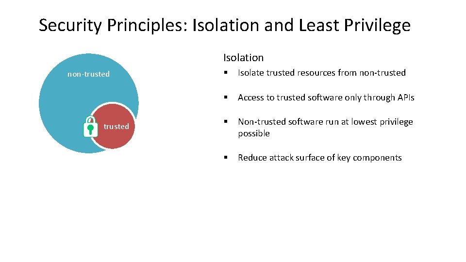 Security Principles: Isolation and Least Privilege Isolation non-trusted § Isolate trusted resources from non-trusted