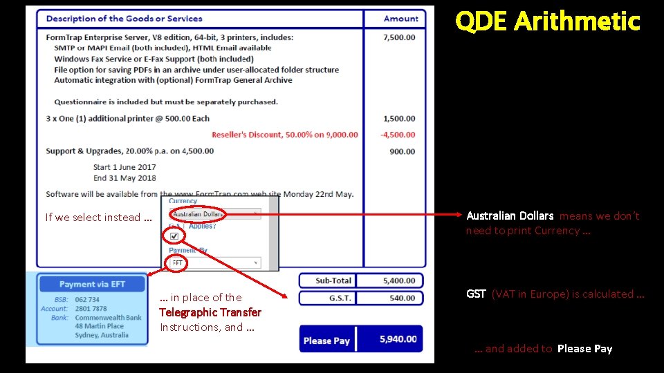 QDE Arithmetic Australian Dollars means we don’t need to print Currency … If we