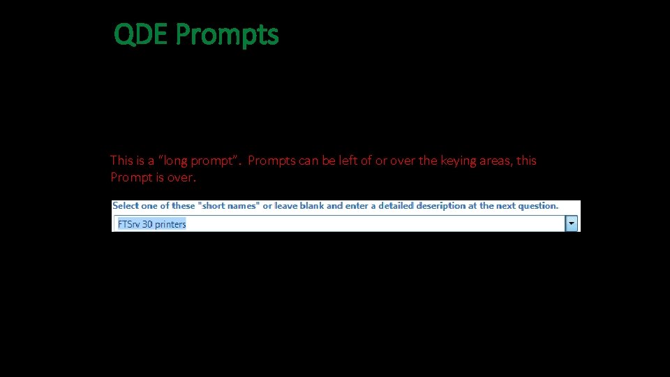 QDE Prompts This is a “long prompt”. Prompts can be left of or over