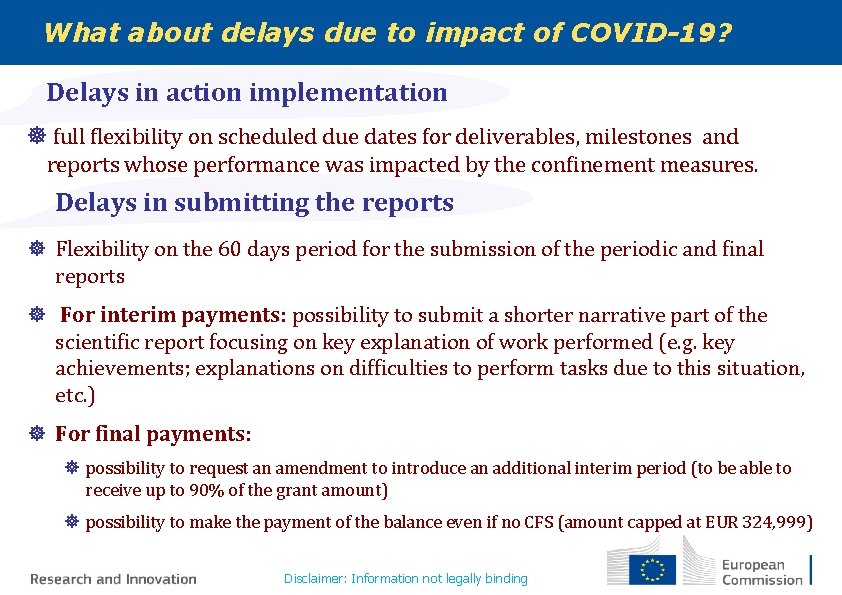 What about delays due to impact of COVID-19? Delays in action implementation ] full