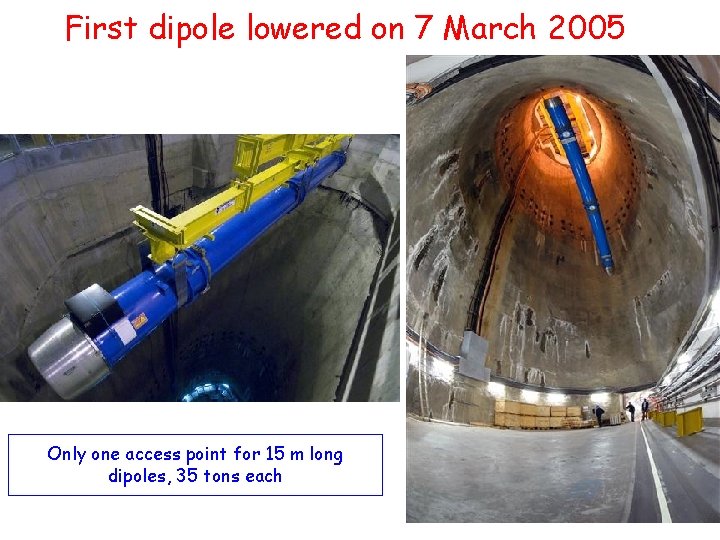 First dipole lowered on 7 March 2005 Only one access point for 15 m