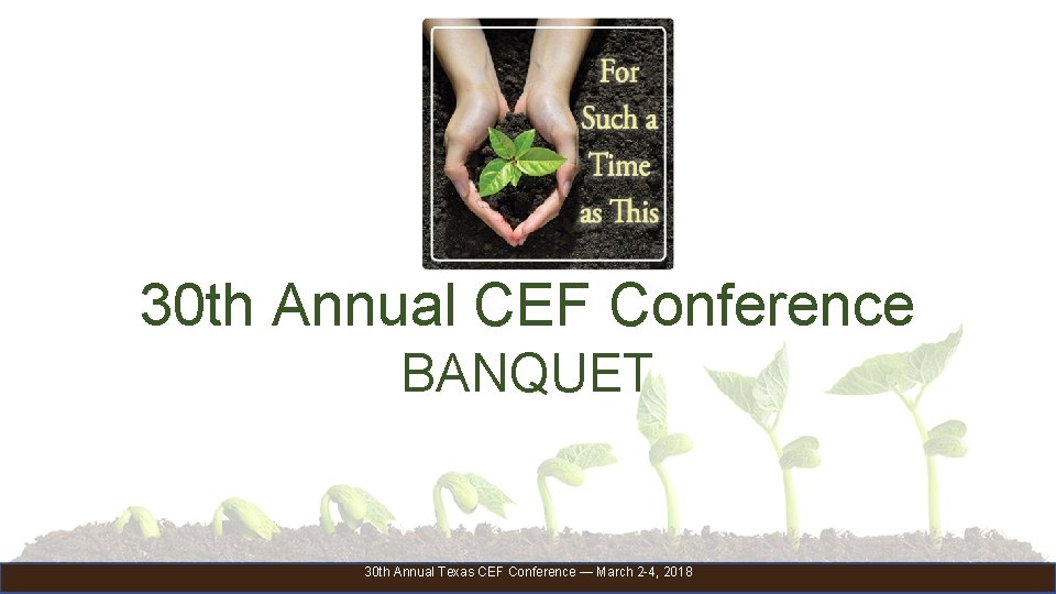 30 th Annual CEF Conference BANQUET 30 th Annual Texas CEF Conference — March