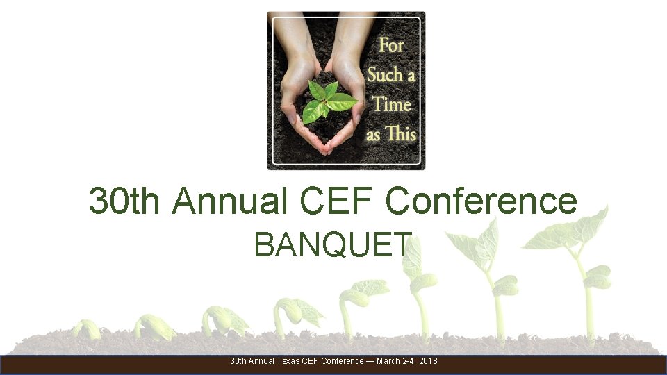 30 th Annual CEF Conference BANQUET 30 th Annual Texas CEF Conference — March
